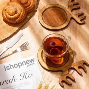 زیر لیوانی چوبی طرح گوزن Gw11مدل دایره