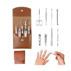 ست مانیکور 7تیکه استیل با کیف چرمیNk44 ابزارهاش