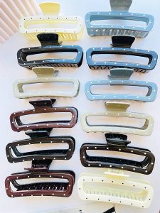 کلیپس مو خال خالی مستطیل ۱۲سانتی Om77 رنگبندی هاش