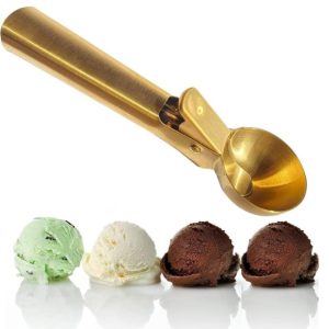 اسکوپ بستنی شاسی دار استیل طلایی ice7 فروشگاه برایاشاپ